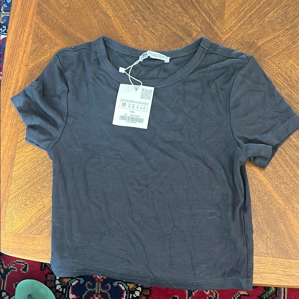 Zara Gray Short Sleeve T-Shirt Medium